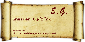 Sneider Györk névjegykártya